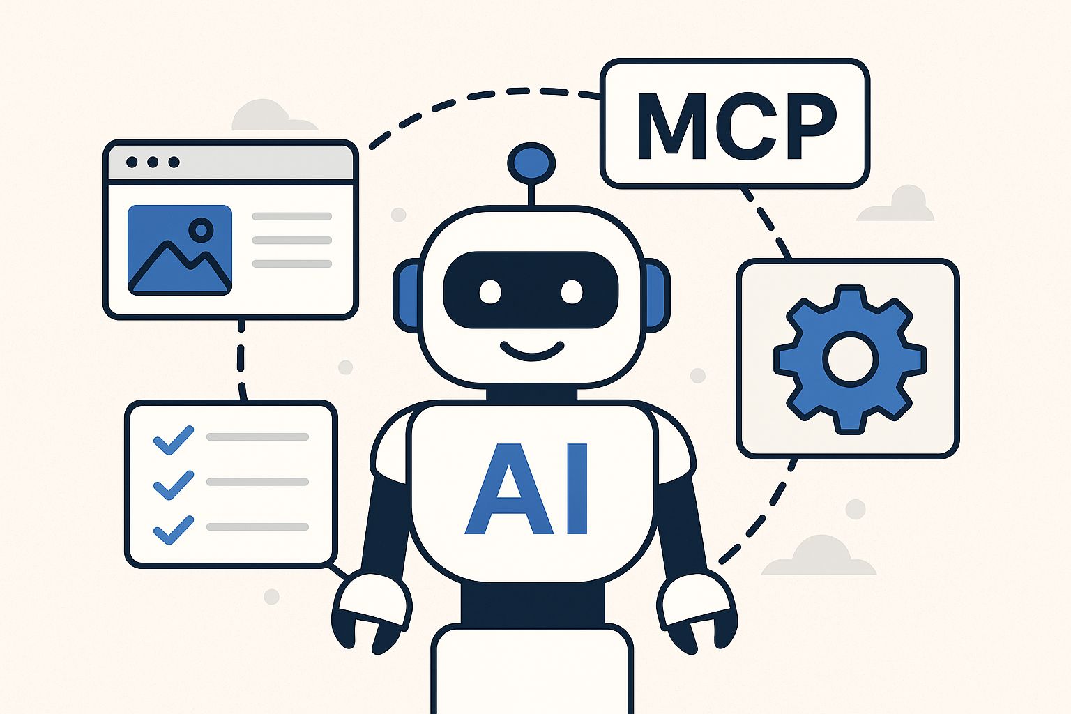 Illustration of AI connecting to website tools using MCP